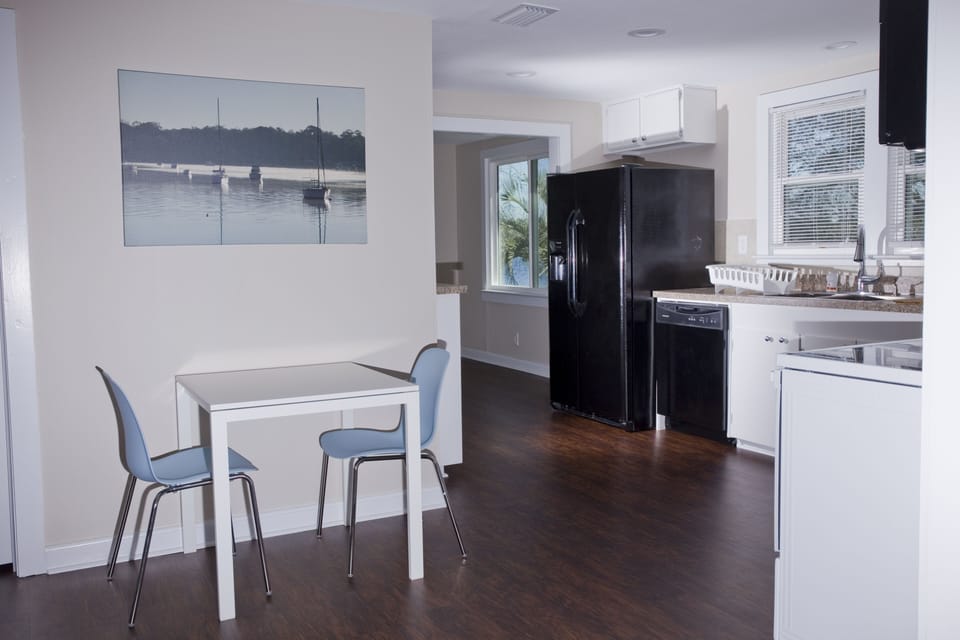 Kitchen with a small place to sit