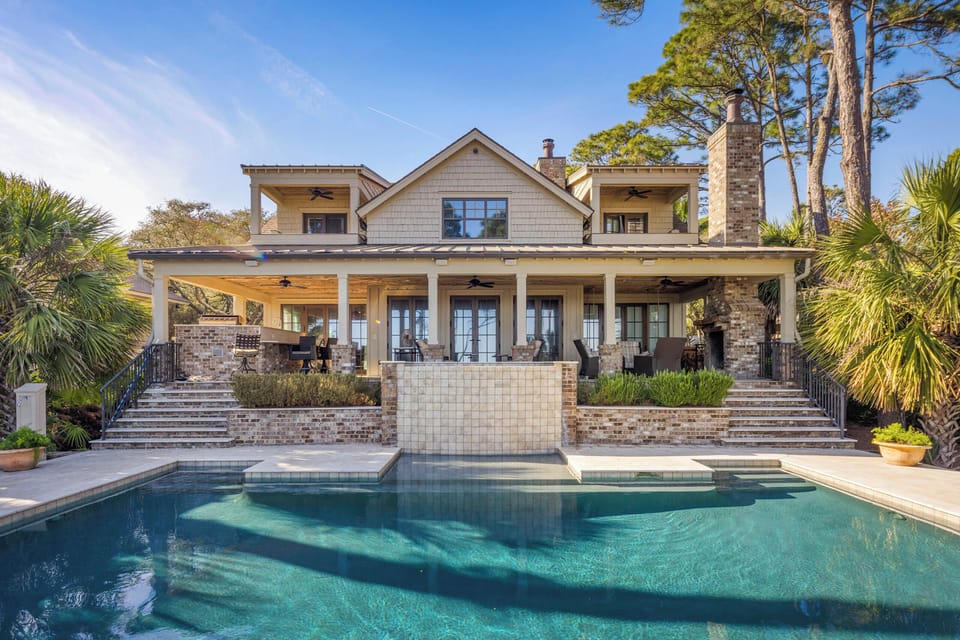 Back of the home/large pool