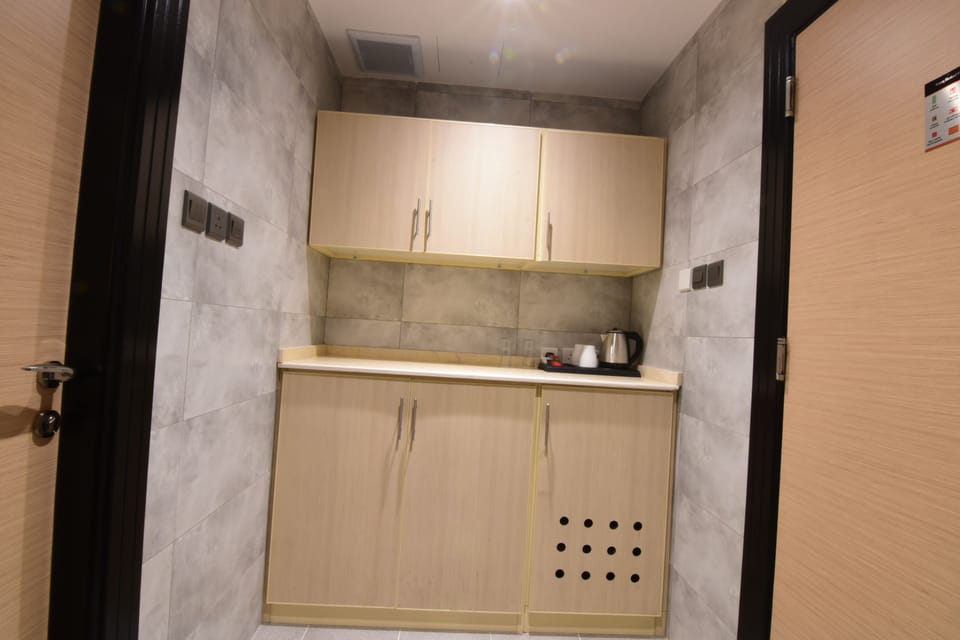 Mini-fridge, electric kettle
