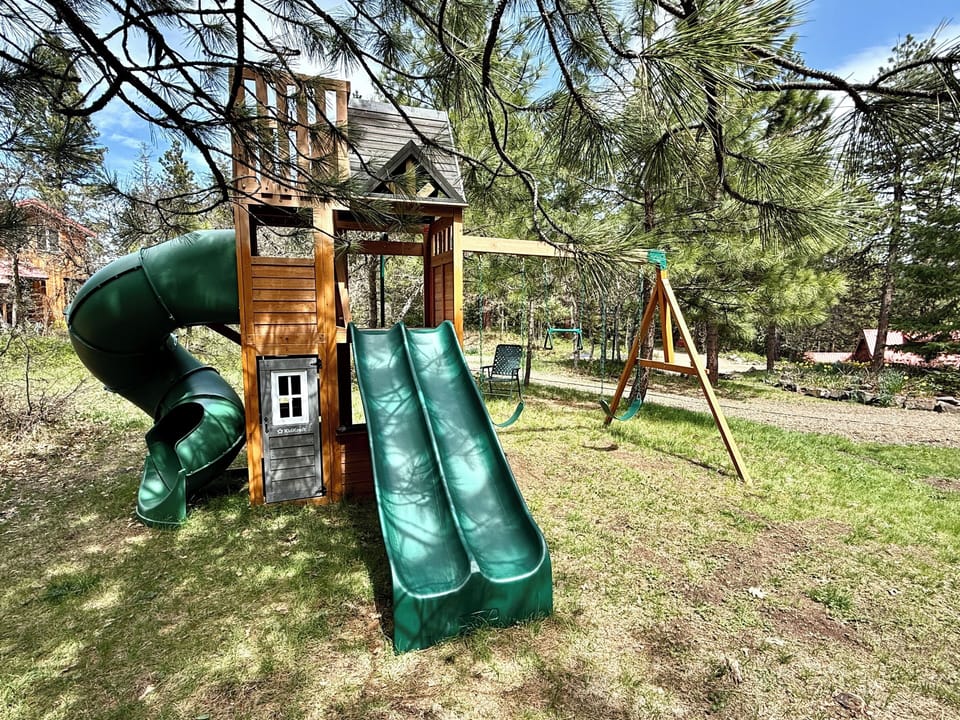 play structure for children ages 3-10.  Can add bucket swing for little ones.