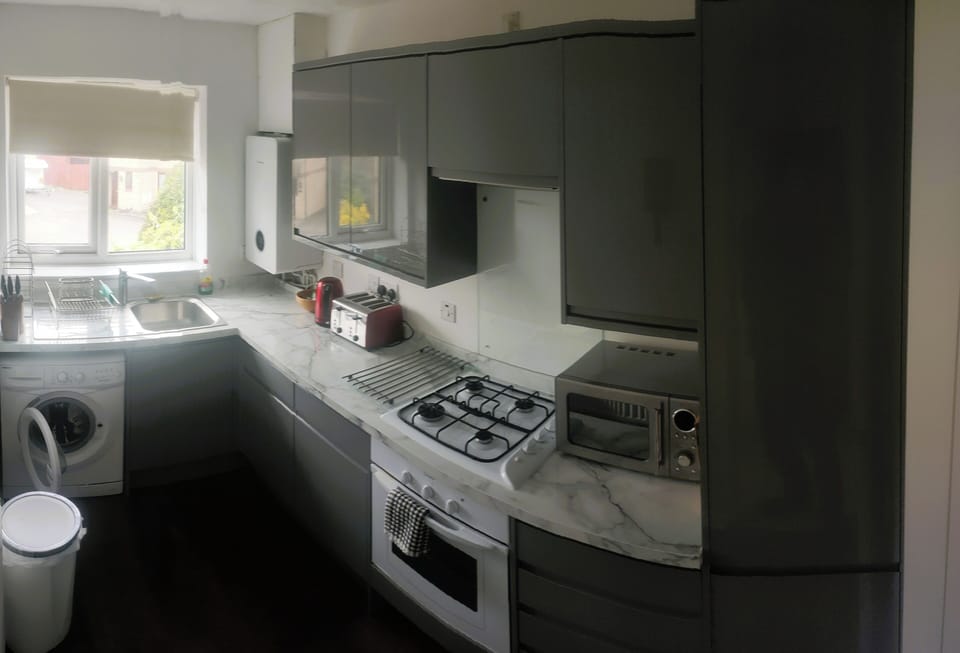Business Apartment | Private kitchen | Fridge, microwave, oven, electric kettle