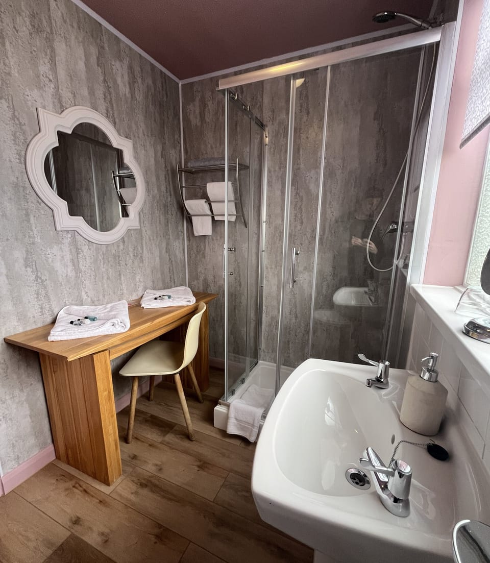 Superior Double Room | Bathroom | Hair dryer, towels, soap, shampoo