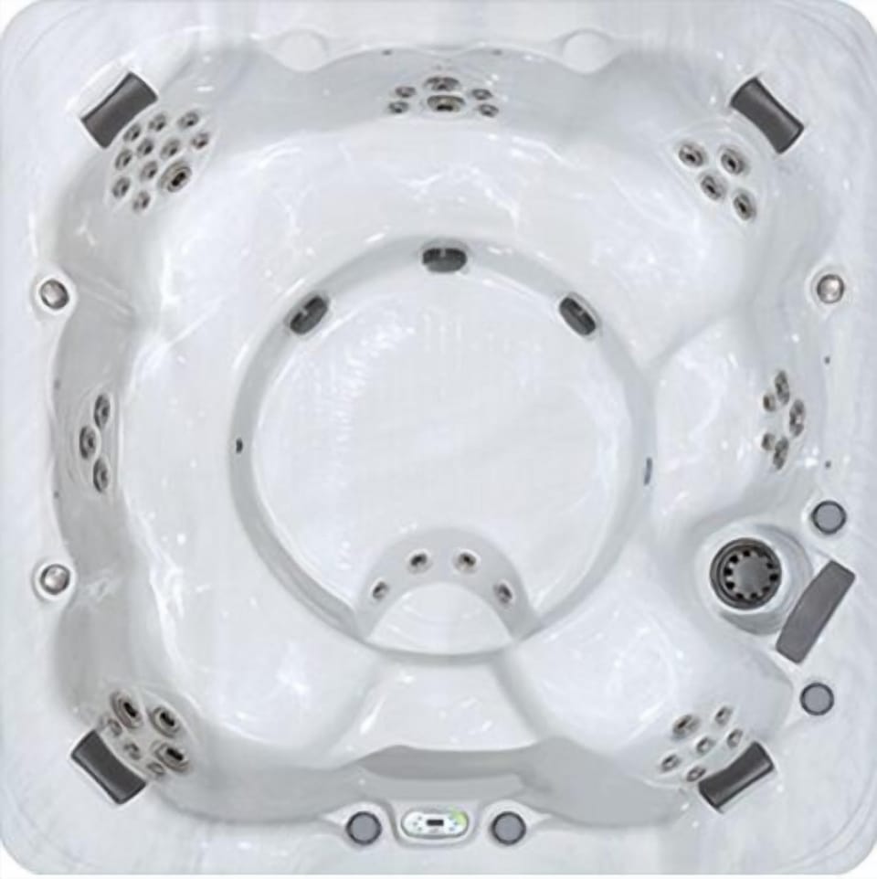 Master Spas - Clarity 8 Model:  
With the large, open seating design, there’s plenty of space for seven people – without compromising on the therapy. The Stress Relief Neck and Shoulder Seat experience will undoubtedly be the highlight of your day.

