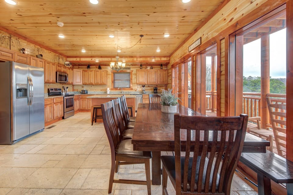 Enjoy a meal with the whole family at the large dining room table.