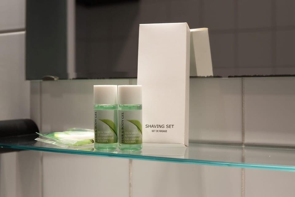 Free toiletries, hair dryer, towels