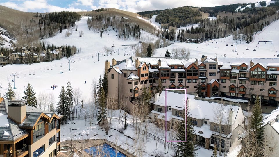 Aerial view ski-in/ski-out