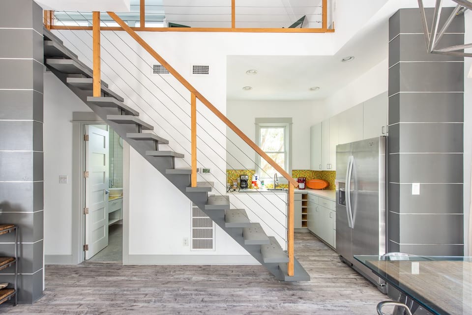 The Stairwell, Refrigerator, and the Kitchen.
