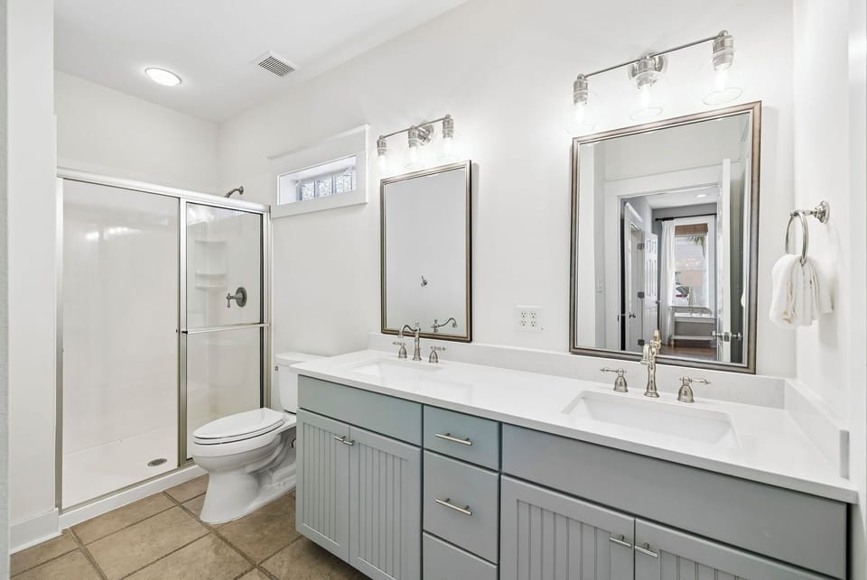 King Guest En-Suite - Dual Vanities + Walk-In Shower