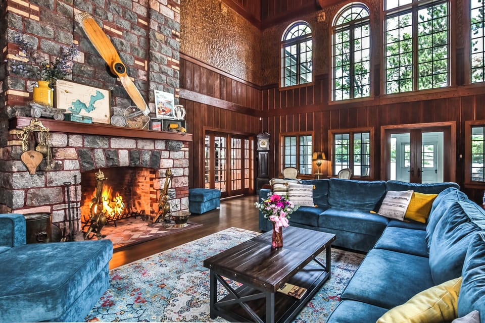 Warm up in front of the great room fire place