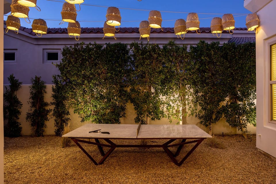 Marble ping pong table in private courtyard
