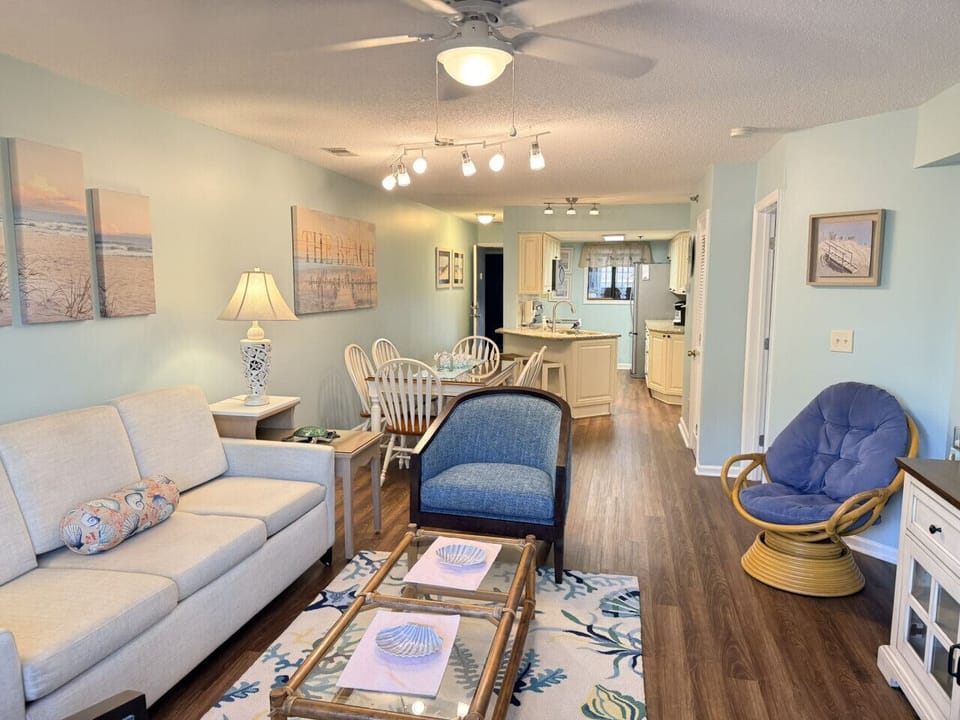 Open concept living and dining area