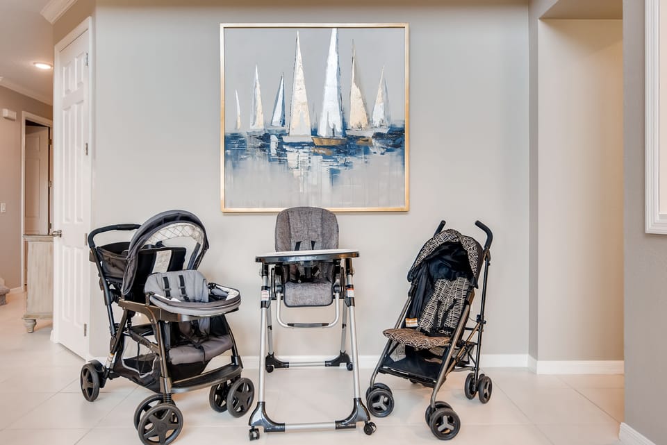 Strollers and high chair available for use during stay.