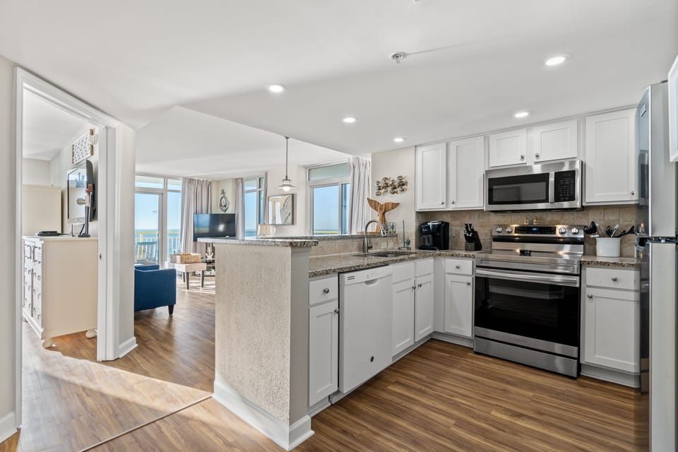 A fully stocked kitchen makes meal preparation a breeze.
