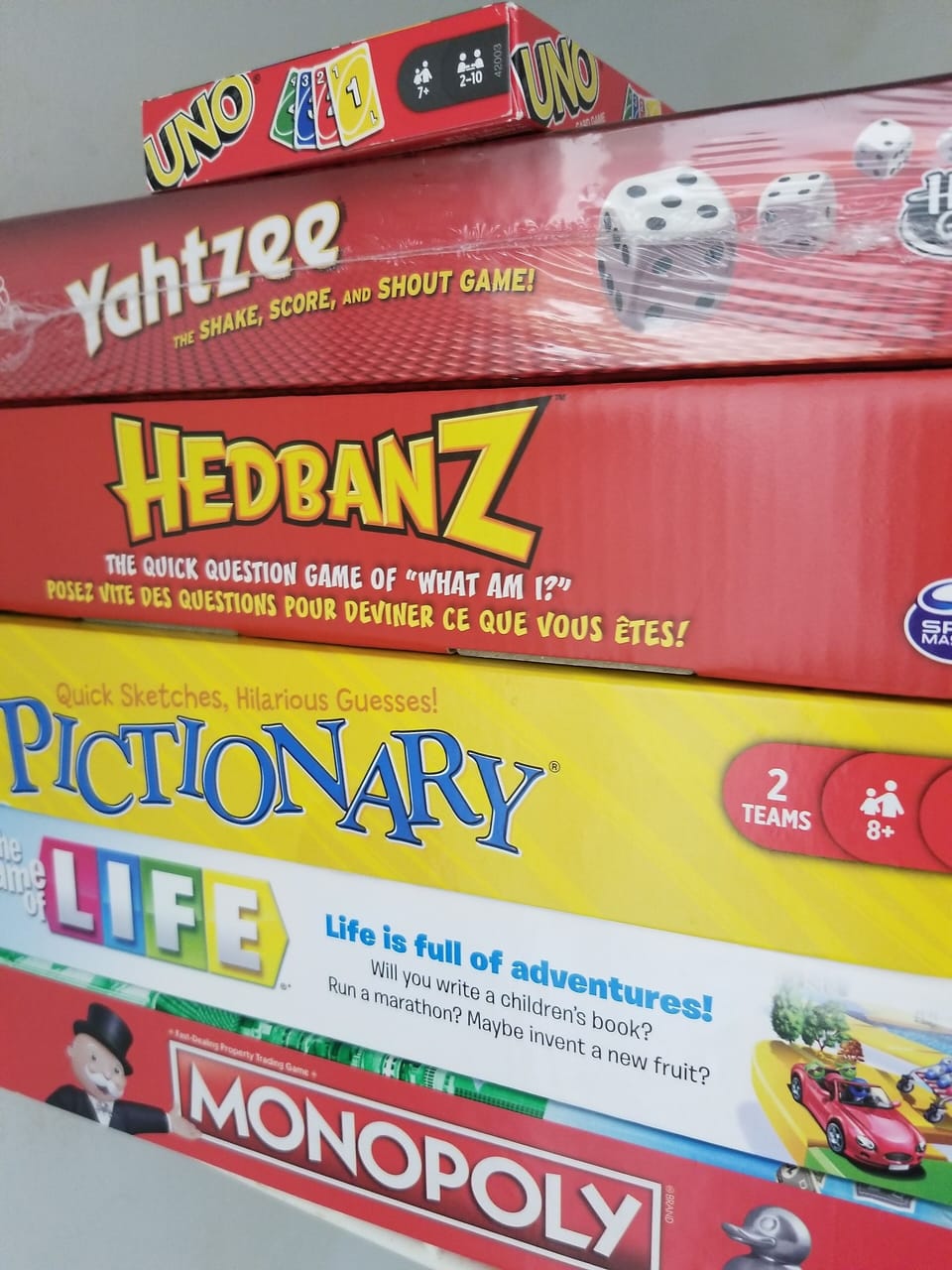 There are games and kites in the hall closet