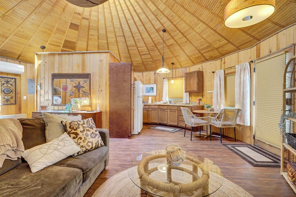 Notice the gorgeous, hand-laid wood ceiling