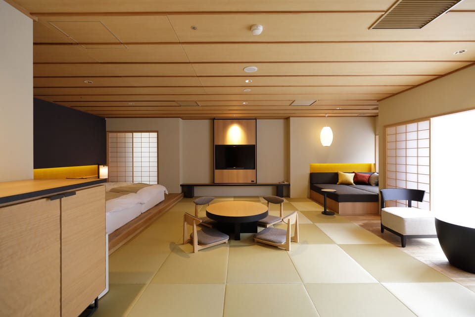 Modern Japanese-Western-Style Room (Ryukyu Tatami+ Twin Beds / 60sqm)  Tokiwada, Non Smoking | In-room safe, desk, laptop workspace, blackout drapes