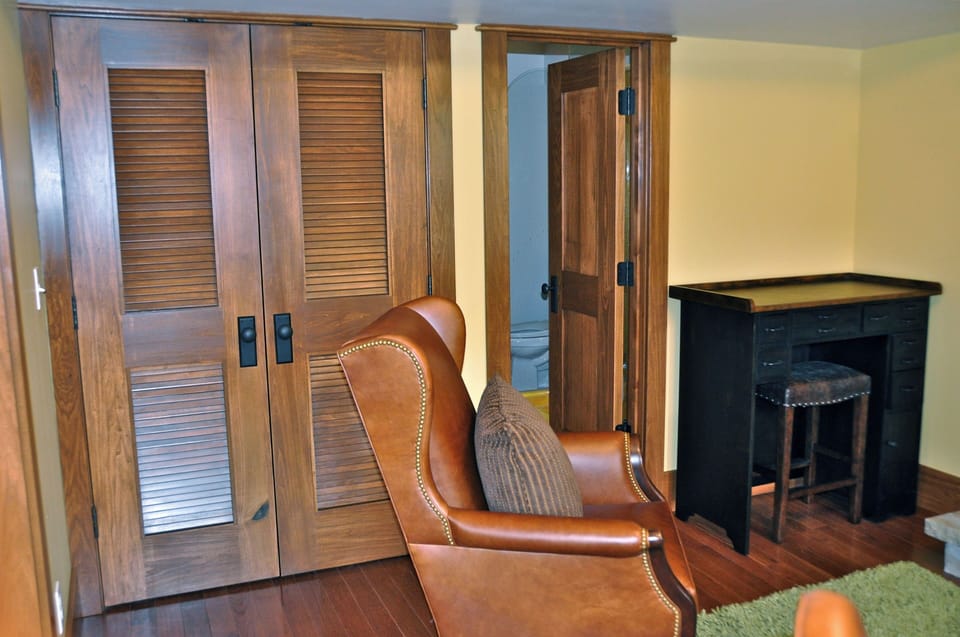 Family room looking toward closet & bath room