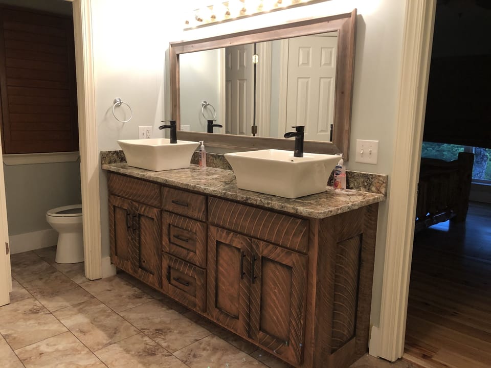 Updated Master Bath Circle-Milled Pine and Granite as in Kitchen.
