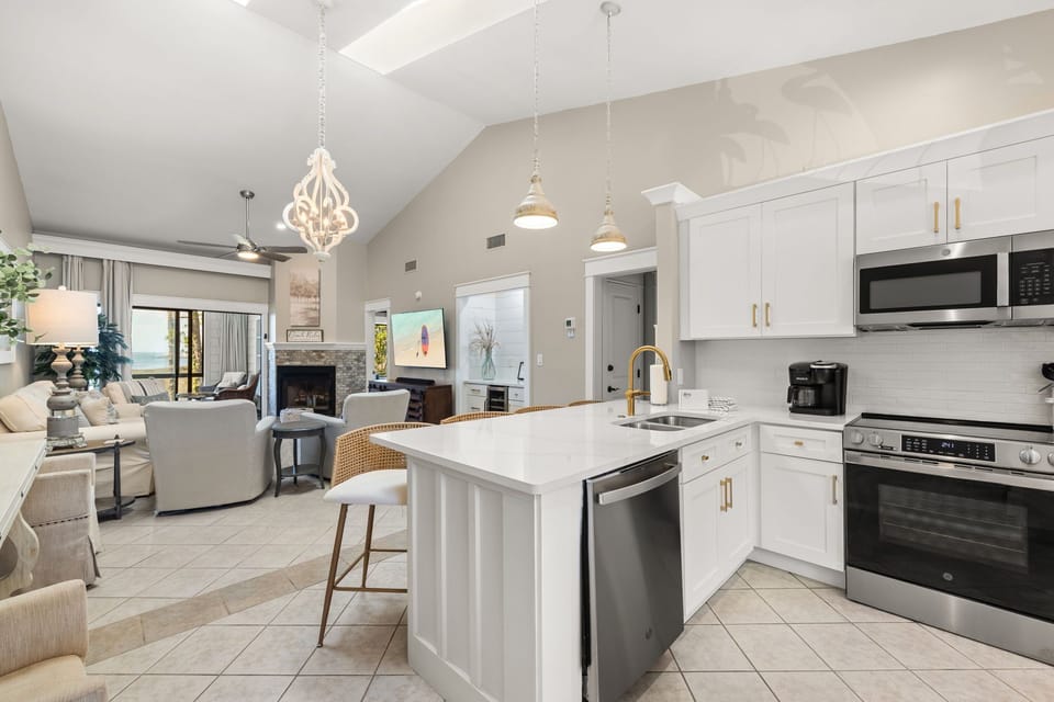 Kitchen, Living, and Dining Area