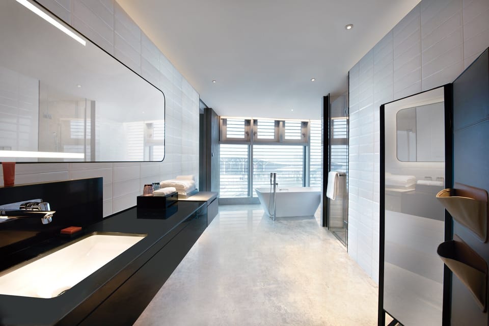Rainfall showerhead, designer toiletries, hair dryer, bathrobes