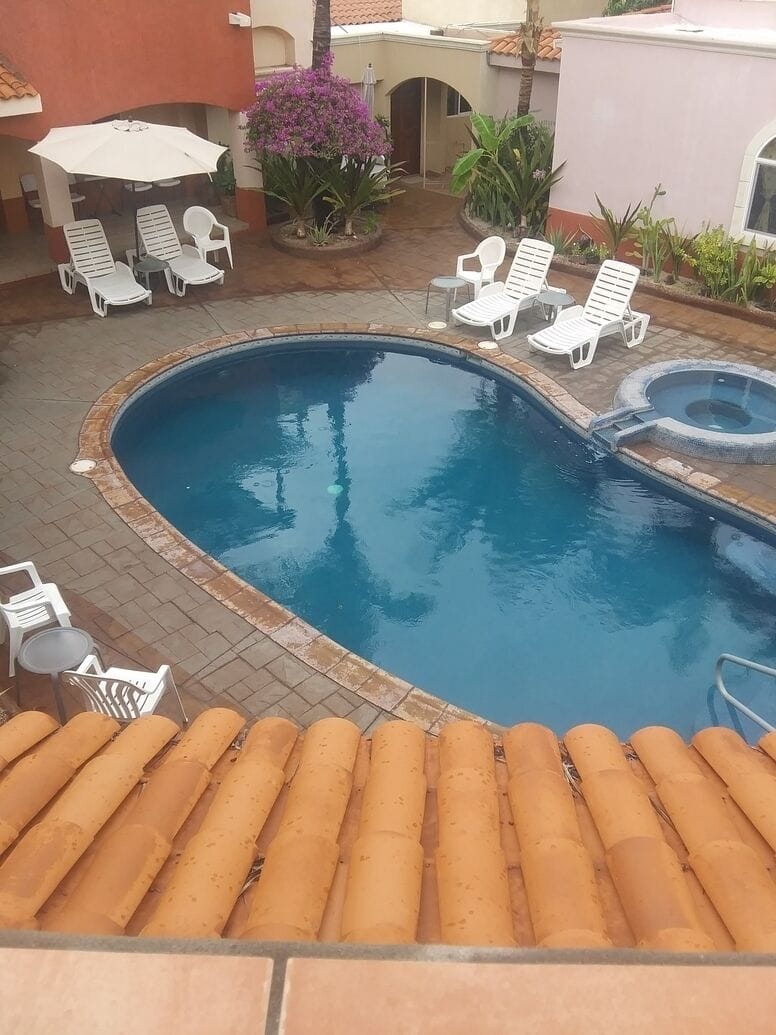 Upper pool view from balcony
