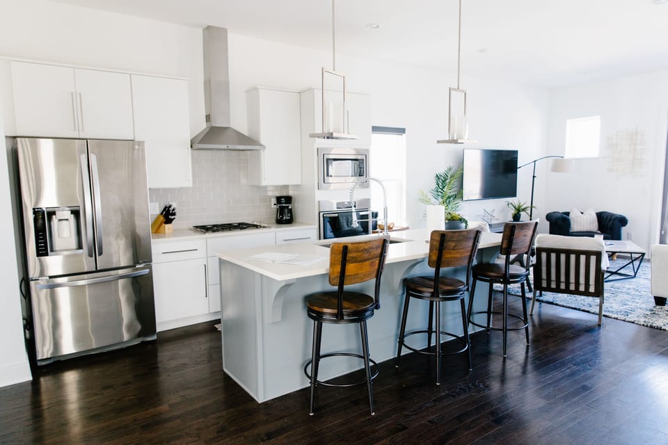 Open kitchen and living room floor plan!