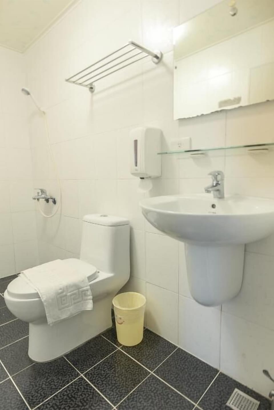 Shower, slippers, towels