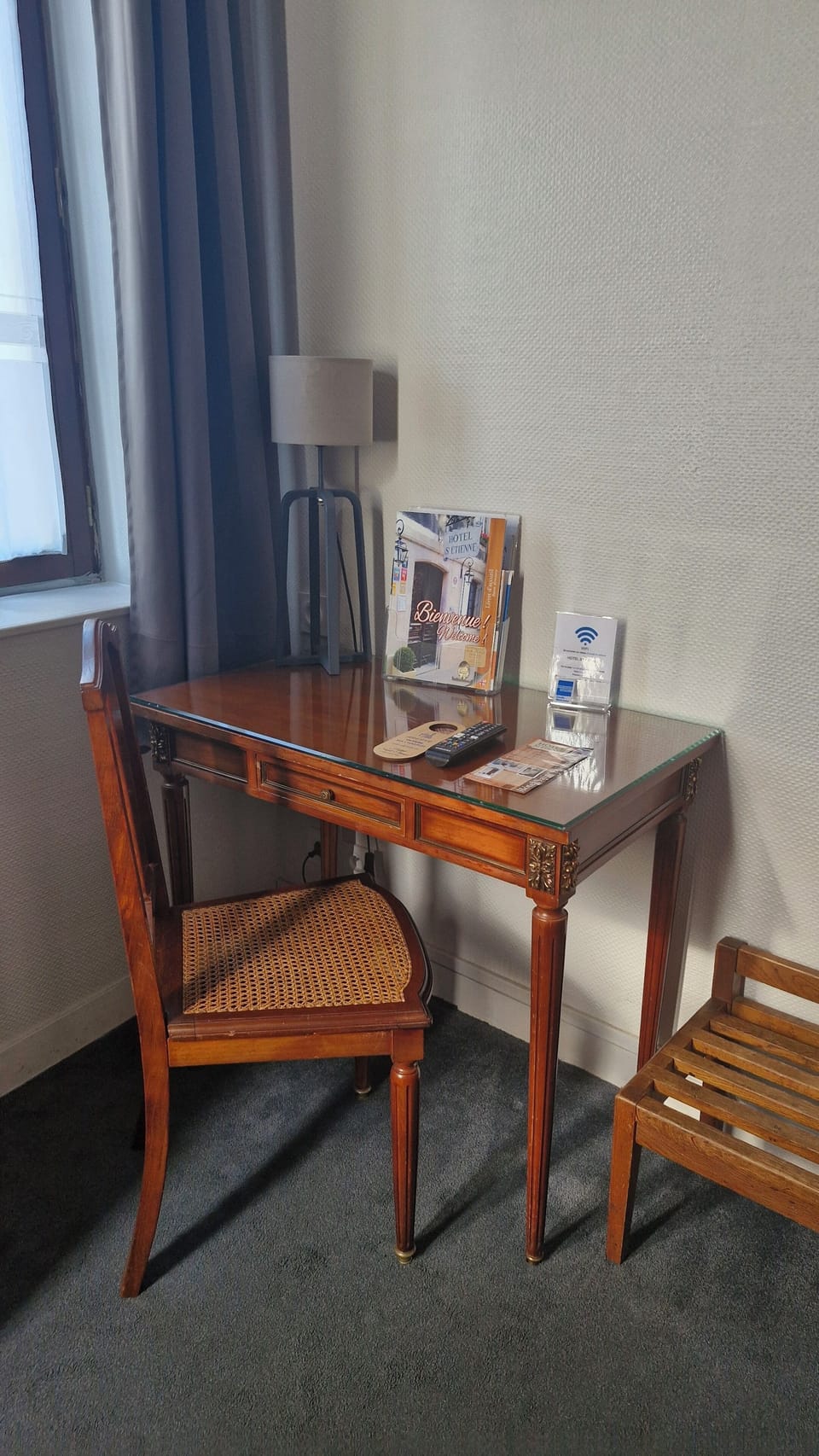 Individually decorated, individually furnished, desk, iron/ironing board