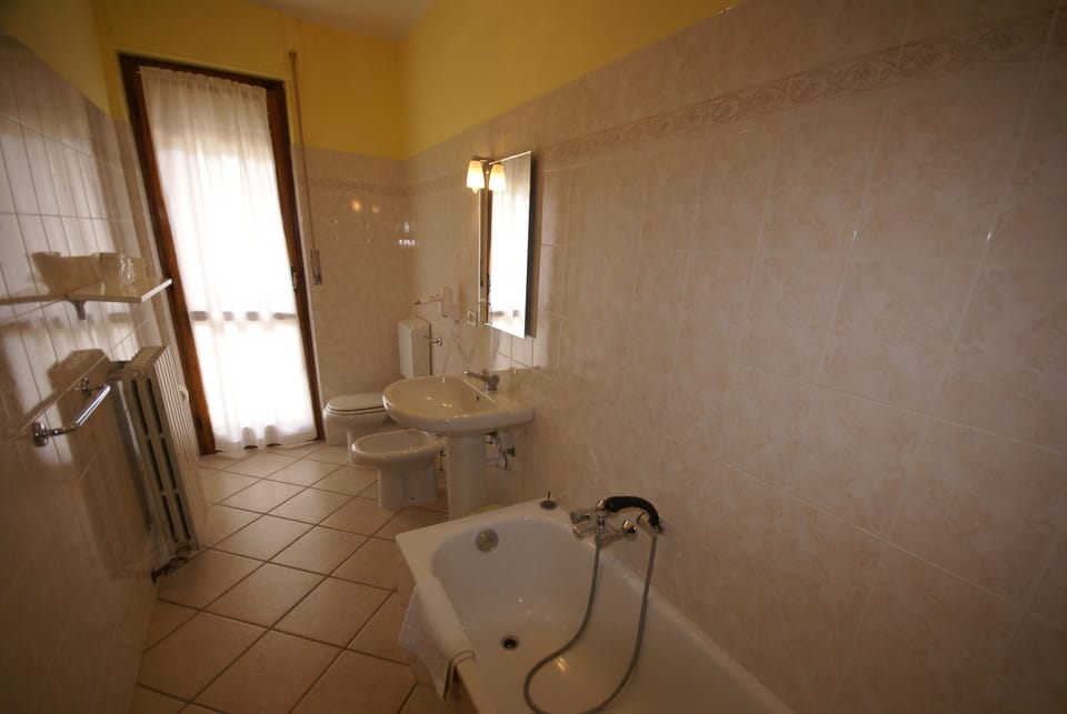 Free toiletries, hair dryer, bidet, towels