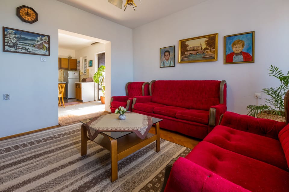 Apartment, 2 Bedrooms, Sea View | Living area | Flat-screen TV