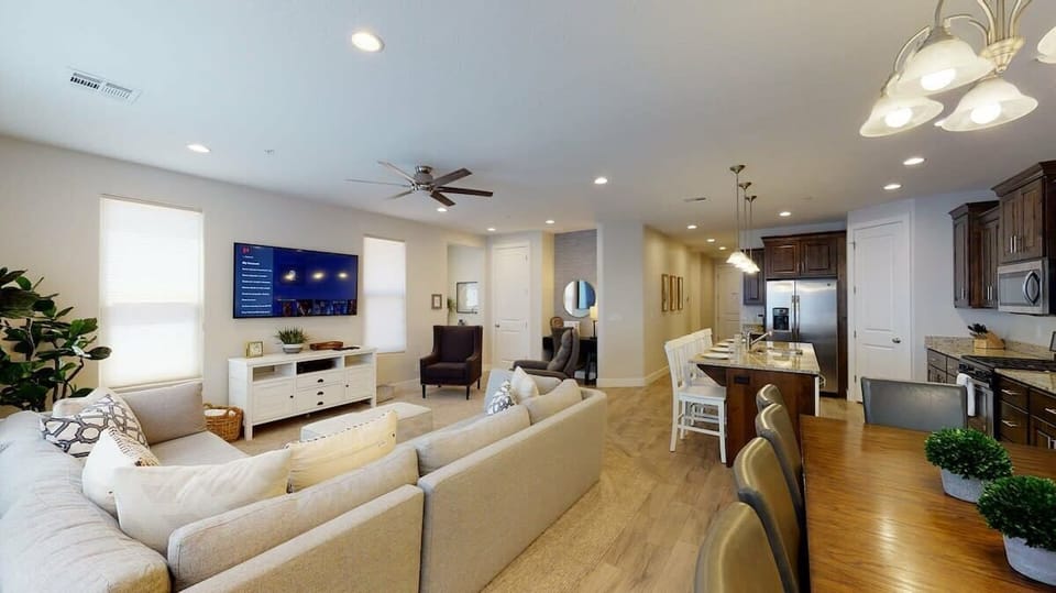 living room and dining area open layout