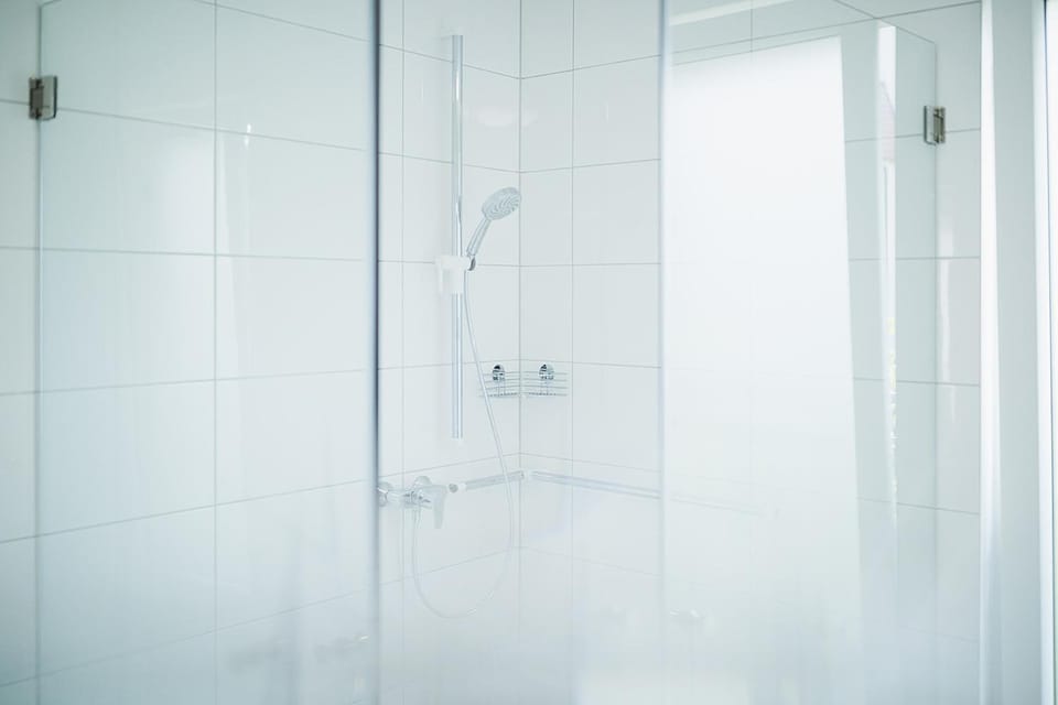 Shower, slippers, towels