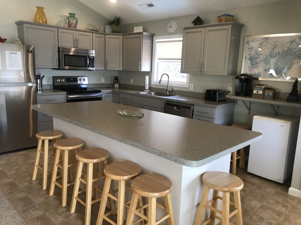 Great kitchen to cook in! Beverage fridge to help keep your drinks cold.
