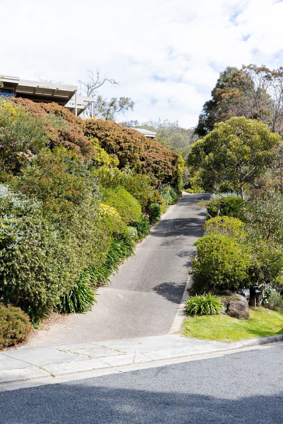 Steep Driveway to access the Park Apartment