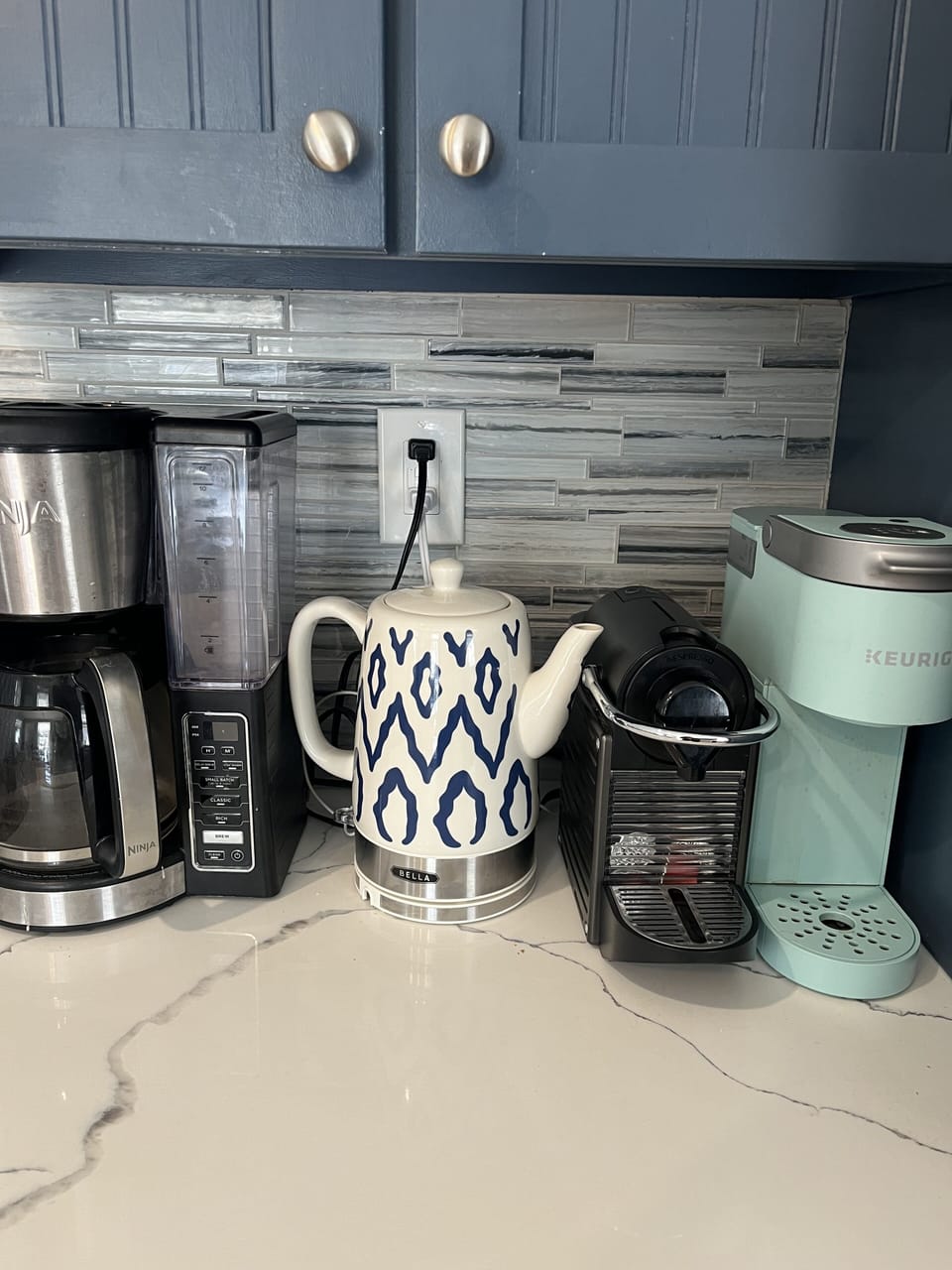 Coffee machine traditional Nespresso espresso maker Keurig and electric kettle