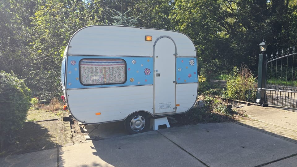 Charming vintage camper retreat in a peaceful, private green setting