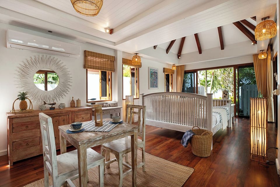 One Bedroom Beachfront Pool Villa | Living area | 32-inch LCD TV with cable channels, TV