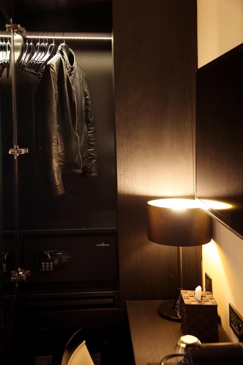 Deep soaking tub, rainfall showerhead, designer toiletries, hair dryer