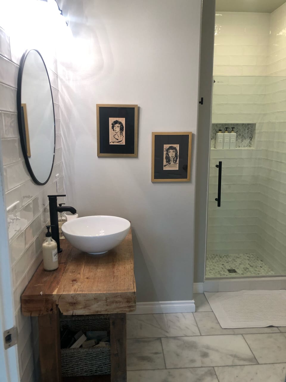 Second bathroom with custom tile. 