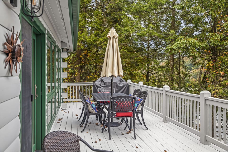 Gas grill provided and seating for 6 at the table