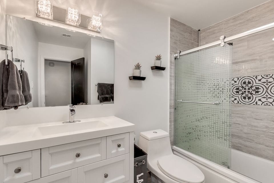 Full bath with blue tooth LED smart fam