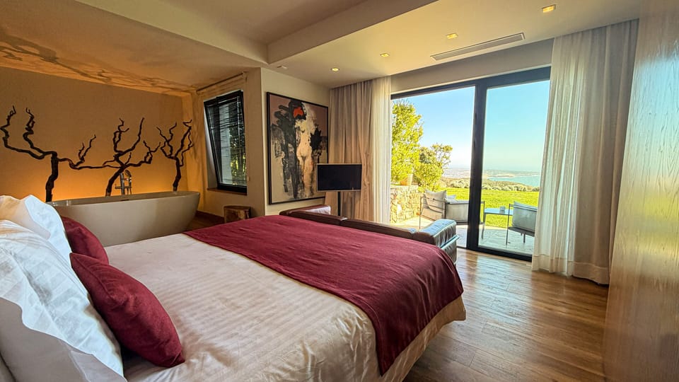 Deluxe Double Room, Terrace, Sea View (Pinot Noir) | Egyptian cotton sheets, premium bedding, memory foam beds, minibar