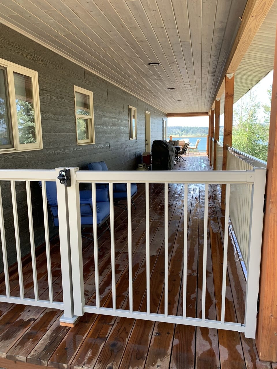 Covered deck when you want to get out of the sun, about 10 degrees cooler!