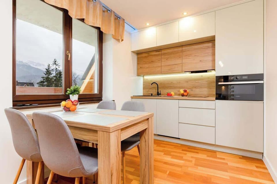 Kitchenette with dining table. 