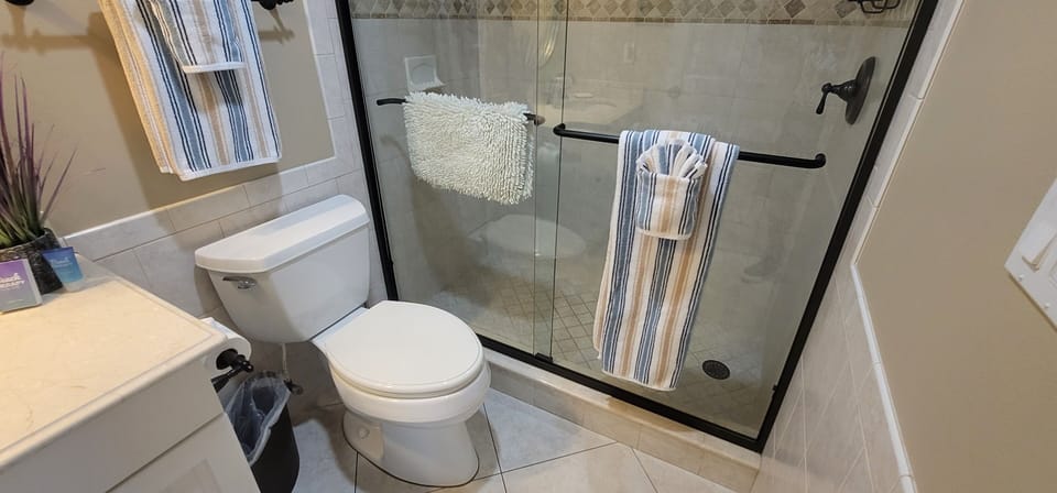 We have loads of towels and linens all labeled for your use in the hall closet