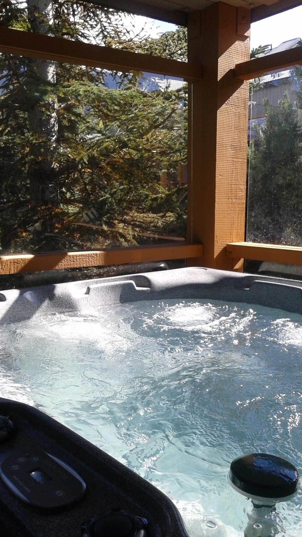 5 person private hot tub on townhome deck