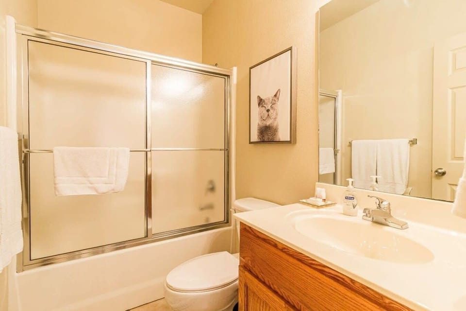 Guest Bedroom has Tub and Shower combination.