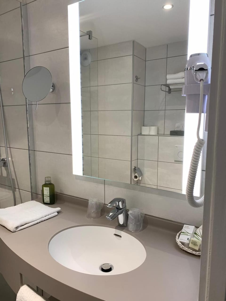 Free toiletries, hair dryer, towels