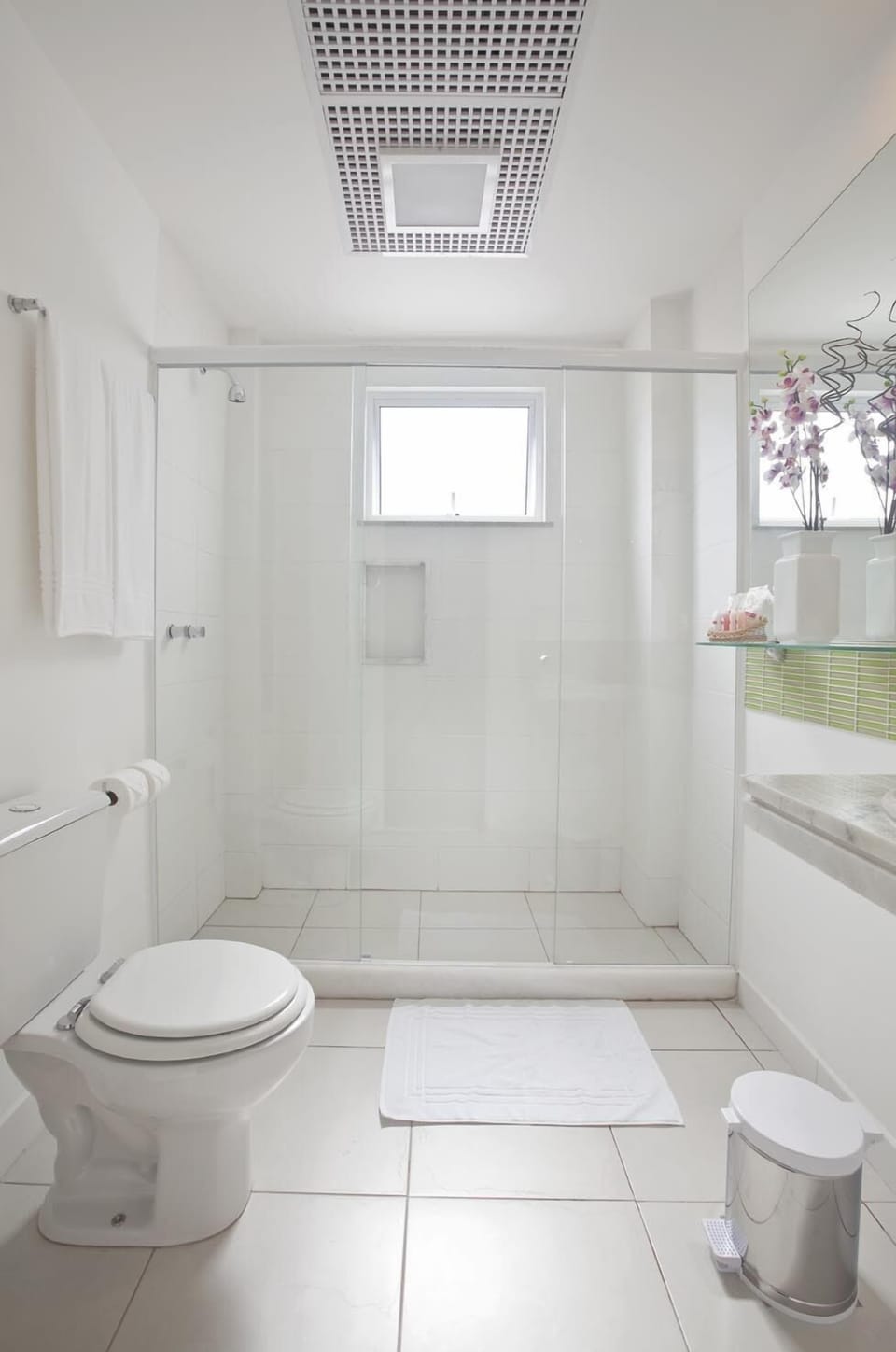 Shower, bidet, towels, soap