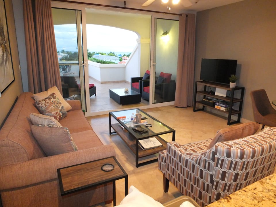 Living Area, with Sofabed couch.  Veranda in the background.